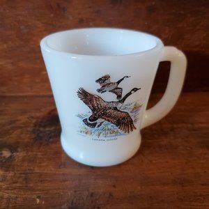 Vintage Milk Glass - Canada Goose Coffee Cup - Fire King (No chips)